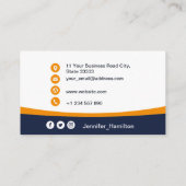 プロフェッショナルオレンジのロゴQRコードの追加 名刺 (裏面)