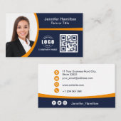 プロフェッショナルオレンジのロゴQRコードの追加 名刺 (正面/裏面)