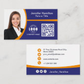 プロフェッショナルオレンジのロゴQRコードの追加 名刺 (正面/裏面)