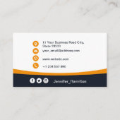 プロフェッショナルオレンジのロゴQRコードの追加 名刺 (裏面)