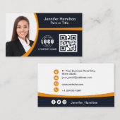 プロフェッショナルオレンジのロゴQRコードの追加 名刺 (正面/裏面)