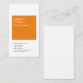 プロフェッショナルオレンジホワイトミニマリストのプレミアムシルク 名刺 (正面/裏面)