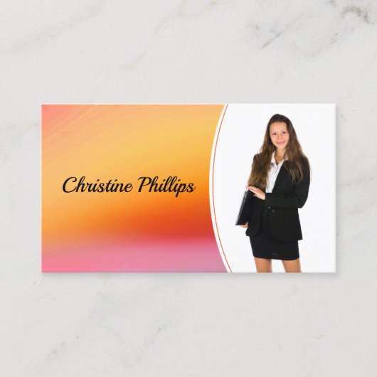 プロフェッショナルオレンジ色の水カスタム色の写真 名刺 (正面)