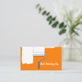 プロフェッショナルオレンジ色の白いロ絵を描ーラーペインター 名刺 (スタンド正面)