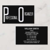 プロフェッショナルオーガナイザブラックシンプルビジネスカード 名刺 (正面/裏面)