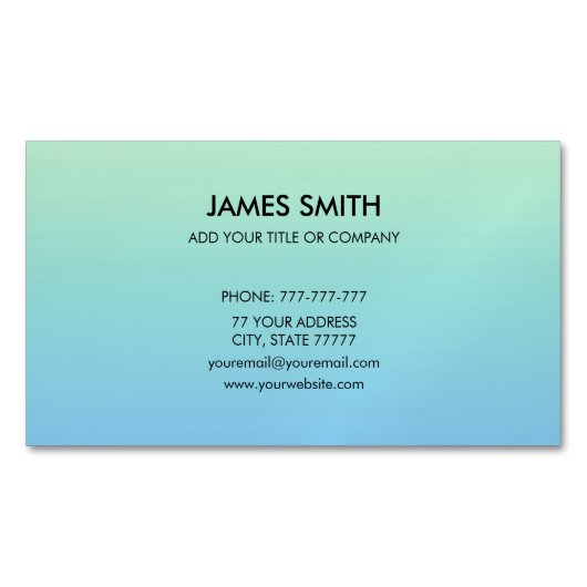 プロフェッショナルカスタマイズ可能なグラデ淡い色のィエントブルー マグネット名刺 (正面)