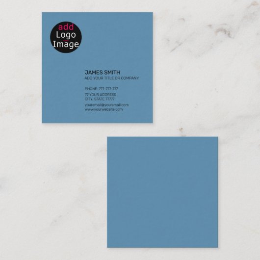 プロフェッショナルカスタマイズ可能なビジネスシックほこりっぽいブルー スクエア名刺 (正面/裏面)