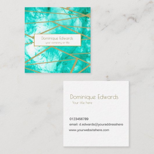 プロフェッショナルカスタムアクアブルーウォーターカラー スクエア名刺 (正面/裏面)