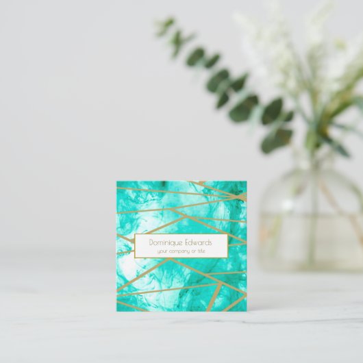 プロフェッショナルカスタムアクアブルーウォーターカラー スクエア名刺 (スタンド正面)