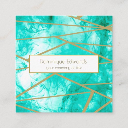 プロフェッショナルカスタムアクアブルーウォーターカラー スクエア名刺 (正面)
