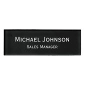 プロフェッショナルカスタムエグゼクティブプレーンブラック磁気 名札 (正面)