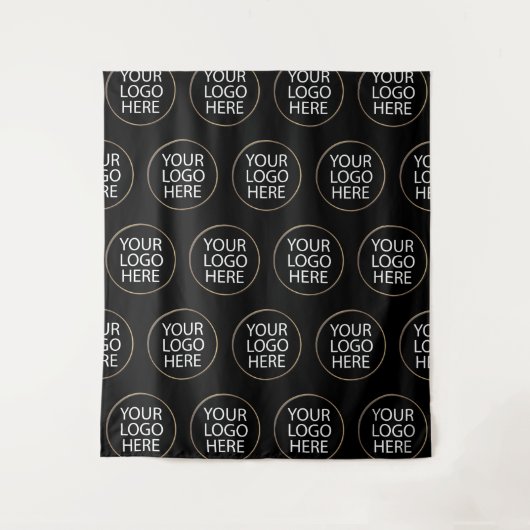 プロフェッショナルカスタムカンパニーロゴビジネスブラック タペストリー (正面)