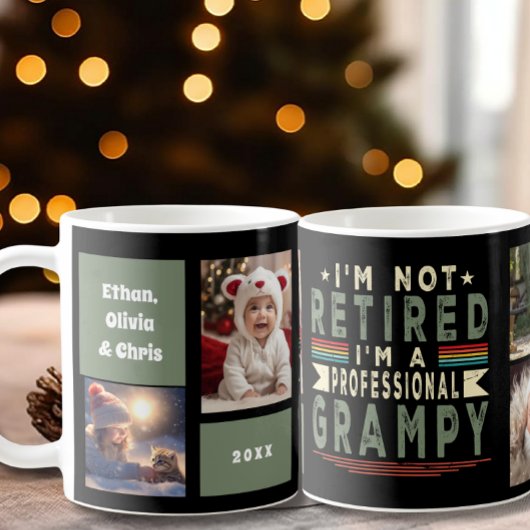 プロフェッショナルカスタムグラピーおじいちゃん4フォトコラージュ コーヒーマグカップ