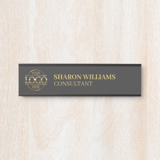 プロフェッショナルカスタムグレイBusiness Logo Office サインプレート (正面)