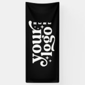 プロフェッショナルカスタムビジネスロゴブラックバナー 横断幕 (縦)