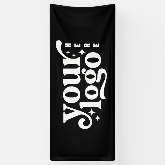 プロフェッショナルカスタムビジネスロゴブラックバナー 横断幕 (縦)