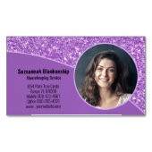 プロフェッショナルカスタムフォトパープルフェイクグリッター マグネット名刺 (正面)