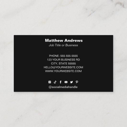 プロフェッショナルカスタムロゴモダンブラックソーシャルメディア 名刺 (裏面)
