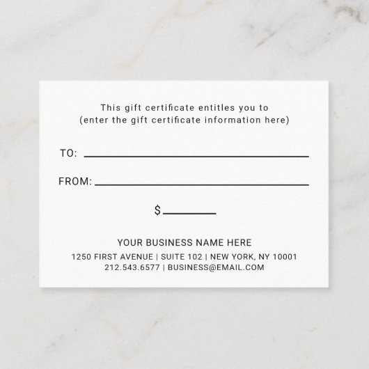 プロフェッショナルカスタムロゴ | シンプル贈与証 割引カード (裏面)