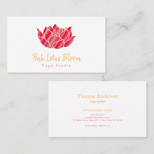 プロフェッショナルカスタムロータスロゴヨガスタジオ 名刺 (正面/裏面)