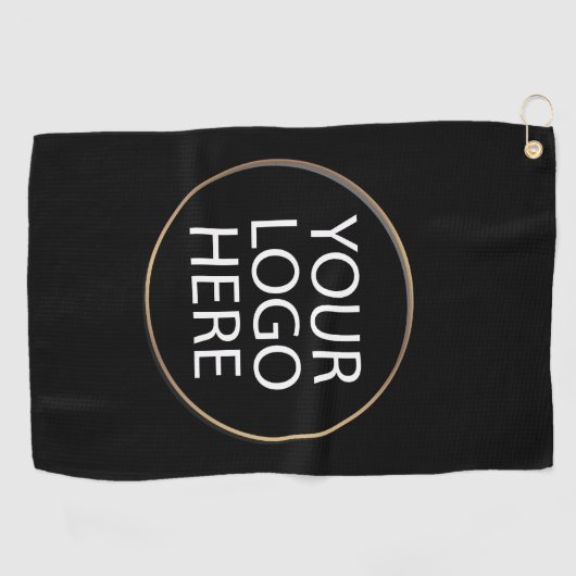 プロフェッショナルカスタム会社ロゴビジネスブラック ゴルフタオル (横)