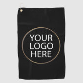 プロフェッショナルカスタム会社ロゴビジネスブラック ゴルフタオル (正面)