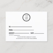 プロフェッショナルカスタム業のギフト券 名刺 (裏面)