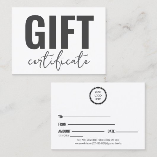 プロフェッショナルカスタム業のギフト券 名刺 (正面/裏面)