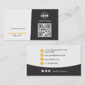 プロフェッショナルカスタムQRCodeフォトグレーイエロー 名刺 (正面/裏面)