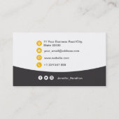 プロフェッショナルカスタムQRCodeフォトグレーイエロー 名刺 (裏面)