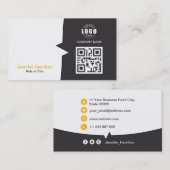 プロフェッショナルカスタムQRCodeフォトグレーイエロー 名刺 (正面/裏面)