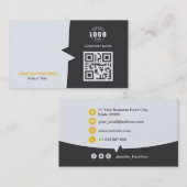 プロフェッショナルカスタムQRCodeフォトグレーイエロー 名刺 (正面/裏面)