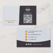 プロフェッショナルカスタムQRCodeフォトグレーオレンジ 名刺 (正面/裏面)