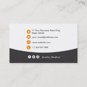 プロフェッショナルカスタムQRCodeフォトグレーオレンジ 名刺 (裏面)