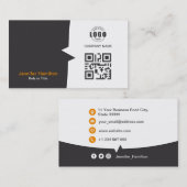 プロフェッショナルカスタムQRCodeフォトグレーオレンジ 名刺 (正面/裏面)