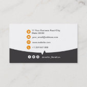 プロフェッショナルカスタムQRCodeフォトグレーオレンジ 名刺 (裏面)