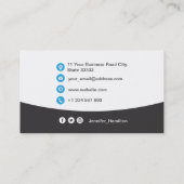 プロフェッショナルカスタムQRCodeフォトグレーブルー 名刺 (裏面)