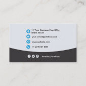 プロフェッショナルカスタムQRCodeフォトグレーブルー 名刺 (裏面)