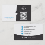 プロフェッショナルカスタムQRCodeフォトグレーブルー 名刺 (正面/裏面)