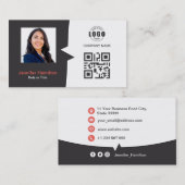 プロフェッショナルカスタムQRCodeフォトグレーレッド 名刺 (正面/裏面)