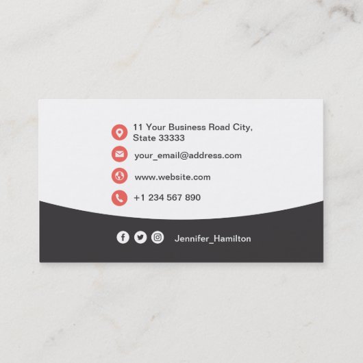 プロフェッショナルカスタムQRCodeフォトグレーレッド 名刺 (裏面)