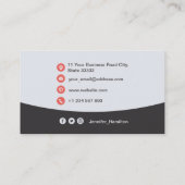 プロフェッショナルカスタムQRCodeフォトグレーレッド 名刺 (裏面)