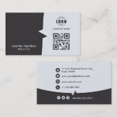 プロフェッショナルカスタムQRCodeフォトグレー 名刺 (正面/裏面)