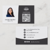 プロフェッショナルカスタムQRCodeフォトグレー 名刺 (正面/裏面)