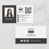 プロフェッショナルカスタムQRCodeフォトグレー 名刺 (正面/裏面)