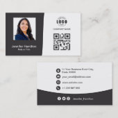 プロフェッショナルカスタムQRCodeフォトグレー 名刺 (正面/裏面)