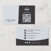 プロフェッショナルカスタムQRCodeフォトグレー 名刺 (正面/裏面)