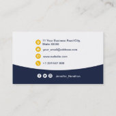 プロフェッショナルカスタムQRCodeフォトダークブルーイエロー 名刺 (裏面)