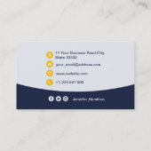 プロフェッショナルカスタムQRCodeフォトダークブルーイエロー 名刺 (裏面)