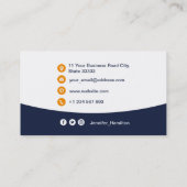 プロフェッショナルカスタムQRCodeフォトダークブルーオレンジ 名刺 (裏面)